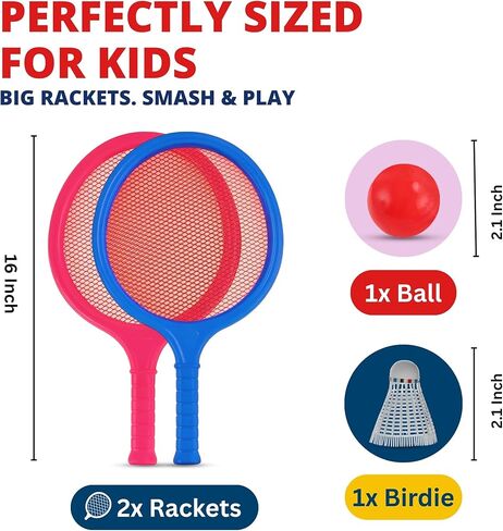 Liberty Imports Badminton Set for Kids with 2 Rackets, Ball and Birdie - Junior Tennis Racquet Play Game Beach Toys in Saudi Arabia