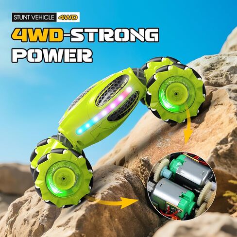 سيارة حيلة RC بمستشعر للإيماءات، جهاز تحكم عن بعد 2.4 جيجا هرتز 4WD ألعاب سيارات يتم التحكم فيها يدويًا للأولاد والبنات من عمر 6 إلى 12 عامًا، سيارات انجراف دوارة 360 درجة مع أضواء وموسيقى، هدية مثالية لعيد الميلاد وعيد الميلاد in Kuwait