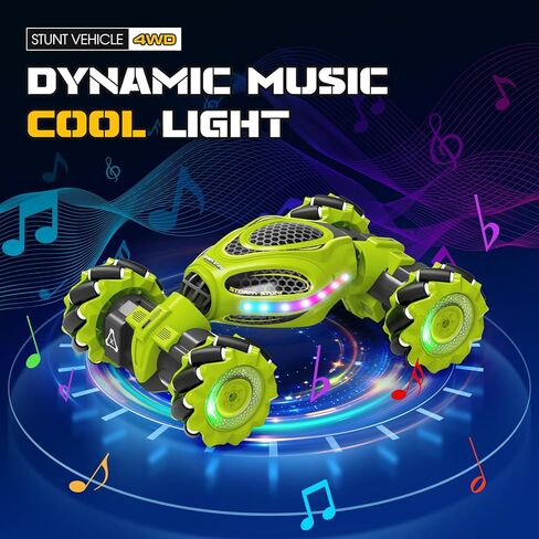 سيارة حيلة RC بمستشعر للإيماءات، جهاز تحكم عن بعد 2.4 جيجا هرتز 4WD ألعاب سيارات يتم التحكم فيها يدويًا للأولاد والبنات من عمر 6 إلى 12 عامًا، سيارات انجراف دوارة 360 درجة مع أضواء وموسيقى، هدية مثالية لعيد الميلاد وعيد الميلاد in Kuwait