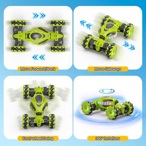 سيارة حيلة RC بمستشعر للإيماءات، جهاز تحكم عن بعد 2.4 جيجا هرتز 4WD ألعاب سيارات يتم التحكم فيها يدويًا للأولاد والبنات من عمر 6 إلى 12 عامًا، سيارات انجراف دوارة 360 درجة مع أضواء وموسيقى، هدية مثالية لعيد الميلاد وعيد الميلاد in Kuwait