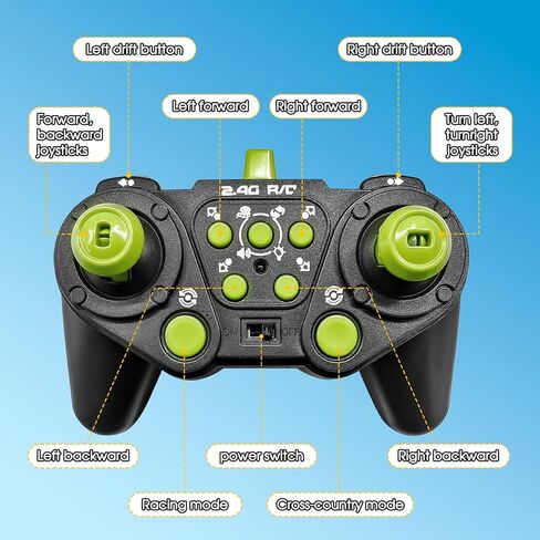 سيارة حيلة RC بمستشعر للإيماءات، جهاز تحكم عن بعد 2.4 جيجا هرتز 4WD ألعاب سيارات يتم التحكم فيها يدويًا للأولاد والبنات من عمر 6 إلى 12 عامًا، سيارات انجراف دوارة 360 درجة مع أضواء وموسيقى، هدية مثالية لعيد الميلاد وعيد الميلاد in Kuwait