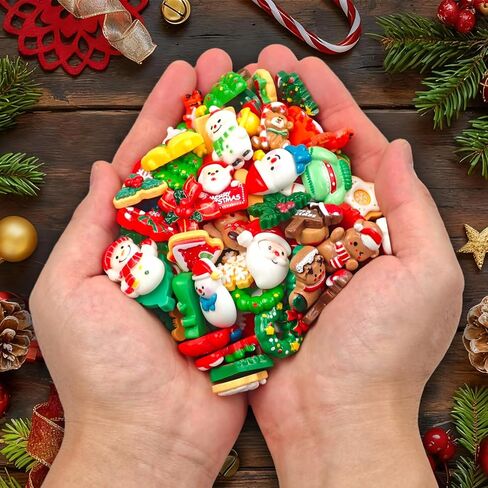 60 قطعة من راتينج عيد الميلاد المسطح للحرف اليدوية الصغيرة لعيد الميلاد الحلي الديكور للعطلات DIY الحرفية الزينة حافظات الهاتف لوازم سجل القصاصات in Kuwait