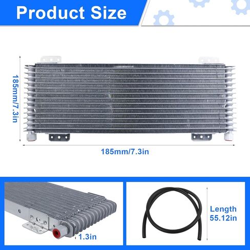 مبرد زيت ناقل الحركة 40 كيلو انخفاض الضغط المنخفض. LPD47391 تبريد ناقل الحركة متوافق مع 40,000 GVW Max الثقيلة بما في ذلك أجهزة التثبيت الخيار الأمثل للمركبات الثقيلة (فضي) in Saudi Arabia