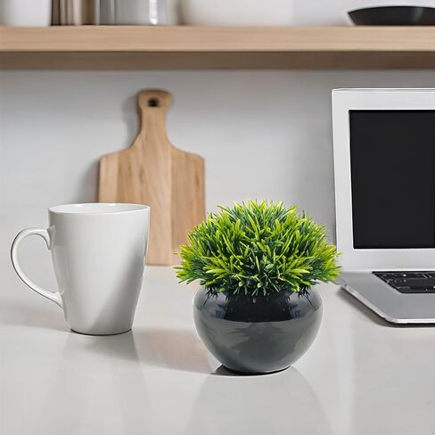 نبات الأوكالبتوس الاصطناعي الأخضر المريمية من فيلينر مع صينية زخرفية صندوق خشبي وعاء نبات 9 بوصة - ديكور ربيع المزرعة، رف، مكتب المنزل والمطبخ، الحمام، في الهواء الطلق in Kuwait