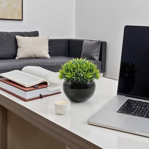 نبات الأوكالبتوس الاصطناعي الأخضر المريمية من فيلينر مع صينية زخرفية صندوق خشبي وعاء نبات 9 بوصة - ديكور ربيع المزرعة، رف، مكتب المنزل والمطبخ، الحمام، في الهواء الطلق in Kuwait