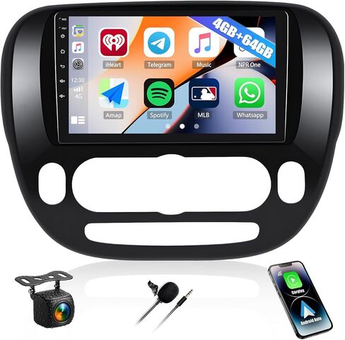 2G+64G Car Stereo Radio for Kia Soul 2014 2015 2016 2017 2018 2019 (Manual A/C) with Wireless CarPlay Android Auto Head Unit 9" Touch Screen Android 13 Radio with GPS HiFi Bluetooth FM Backup Camera in Saudi Arabia