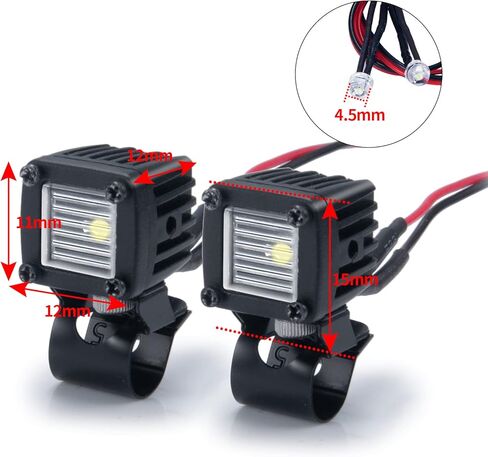 4 قطع RC Spot Beam Square LED Cubes Offroad Driving Lights RC Light Bar LED Housing Lens Spotlight متوافق مع 1/10 RC Car TRX4 TRX6 Axial SCX10 90046 RR10 D90 (D-9 فتحات) in Kuwait
