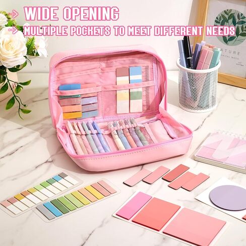 Jutom 41 Pcs Aesthetic Book Annotation Kit with Pencil Bag Bible Journaling Kit Notebook Sticky Note Tab Highlighter Black Ink Pen Page Marker School Office Supplies Bible Lover Gift(Beige) in Saudi Arabia