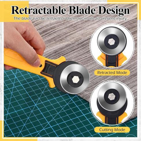 Lothee 12 Pcs 45mm Rotary Cutter for Fabric Precision Cloth Cutting Tool with Safety Lock for Sewing, Arts & Crafts with Comfortable Handle Craft Supplies in Kuwait