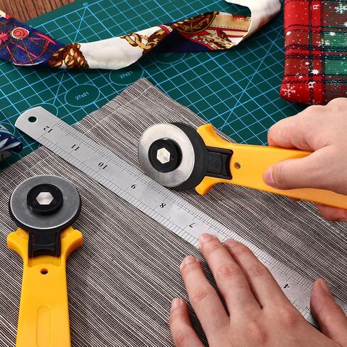 Lothee 12 Pcs 45mm Rotary Cutter for Fabric Precision Cloth Cutting Tool with Safety Lock for Sewing, Arts & Crafts with Comfortable Handle Craft Supplies in Kuwait