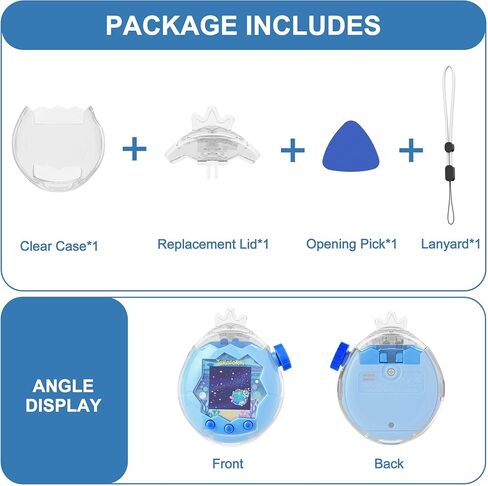 for Tamagotchi Paradise Clear Case and Replacement Lid Set, Ideal for DIY Fans, Collectors and Display, for Paradise Tamagotchi Accessories, with Lanyard (No Device/Film) in Kuwait