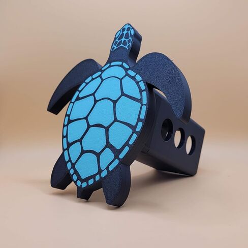 3D Printed Sea Turtle Trailer Hitch Cover, 2 Inch Receiver, Black and Turquoise in Saudi Arabia
