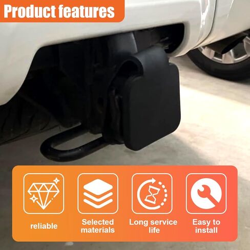 2'' Trailer Hitch Cover, Dust Proof Rubber Truck Receiver Tube Plug Insert, Square Mouth Tow Receiver Hitch Cap, Universal Vehicle Exterior Accessories for Most Cars Trucks SUVs (Black-1PC) in Saudi Arabia