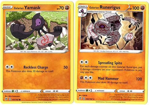 Galarian Runerigus 102/192 - Rebel Clash - Pokemon Evolution Card Set - Sword & Shield - Rare 2 Card Lot in Saudi Arabia