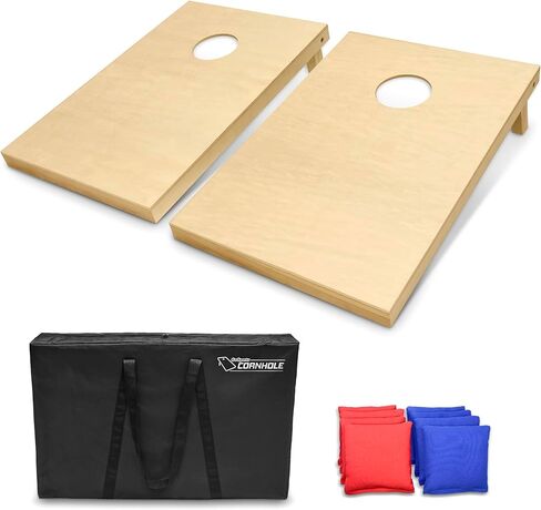 GoSports Solid Wood Premium Cornhole Set - Choose Between 4 Feet x 2 Feet or 3 Feet x 2 Feet Game Boards, Includes Set of 8 Corn Hole Toss Bags in Saudi Arabia
