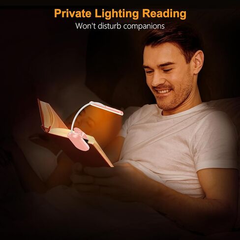 Gritin Rechargeable Book Light for Reading in Bed with 19 LED &Memory Function-Eye Caring 3 Color Temperatures,5 Brightness Levels,80 Hrs Runtime Flexible Goose Neck Clip on Light-Pink in Kuwait
