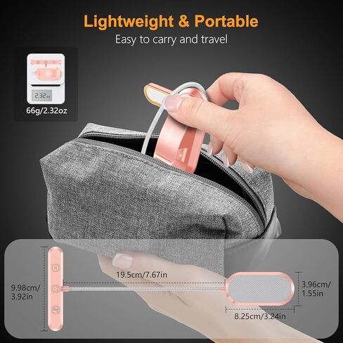 Gritin Rechargeable Book Light for Reading in Bed with 19 LED &Memory Function-Eye Caring 3 Color Temperatures,5 Brightness Levels,80 Hrs Runtime Flexible Goose Neck Clip on Light-Pink in Kuwait