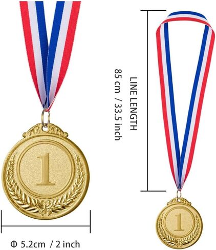 12PC Award Medals of 3 Set Metal Style Winner with Neck Ribbon 1.46 Diameter (Gold, Silver, Bronze) in Saudi Arabia