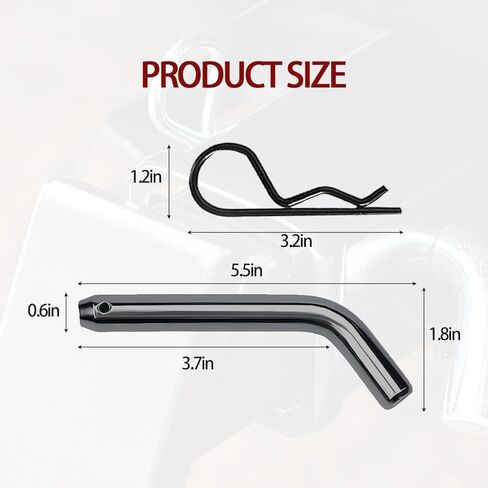 BESULEN Trailer Hitch Pin & Clip with Grooved Head, 5/8-Inch Diameter Heavy Duty Steel Trailer Hitch Locking Pin for Towing, Auto Accessories, Suitable for 2 or 2-1/2-Inch Receiver (Black) in Saudi Arabia