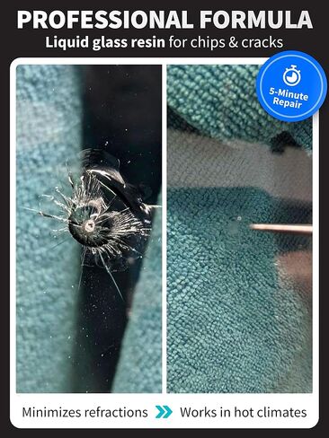GlasWeld Windshield Repair - Professional Liquid Glass Repair Resin - Ideal for Rock Chips and Crack Damage - Premium Results - All Weather Clear in Saudi Arabia