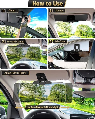 Sun Visor Extender for Car, UV400 Polarized Car Visor Extender Sun Blocker, Safe Driving Extension for Anti-Glare, UV Ray, Stray Light, Universal for Sedan/Van/SUV (1 Pack) in Kuwait