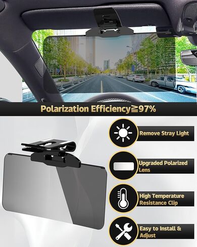 Sun Visor Extender for Car, UV400 Polarized Car Visor Extender Sun Blocker, Safe Driving Extension for Anti-Glare, UV Ray, Stray Light, Universal for Sedan/Van/SUV (1 Pack) in Kuwait