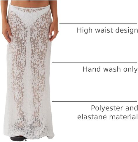 Women Lace Long Skirt Satin High Waist A-line Midi Skirt Y2K Summer Elegant Beach Party Maxi Skirts in Kuwait