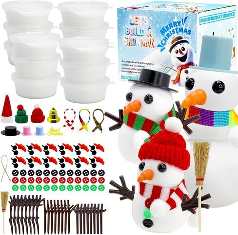 Tuzuaol 12 Pack Snowman Making Kit for Kids, Build a Snow Man Craft Kits for Girls, Boys, Christmas DIY Crafts Stocking Stuffers for Kids, Xmas Gift Activities Party Supplies in Saudi Arabia