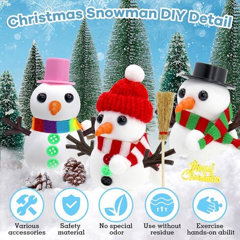 Tuzuaol 12 Pack Snowman Making Kit for Kids, Build a Snow Man Craft Kits for Girls, Boys, Christmas DIY Crafts Stocking Stuffers for Kids, Xmas Gift Activities Party Supplies in Saudi Arabia