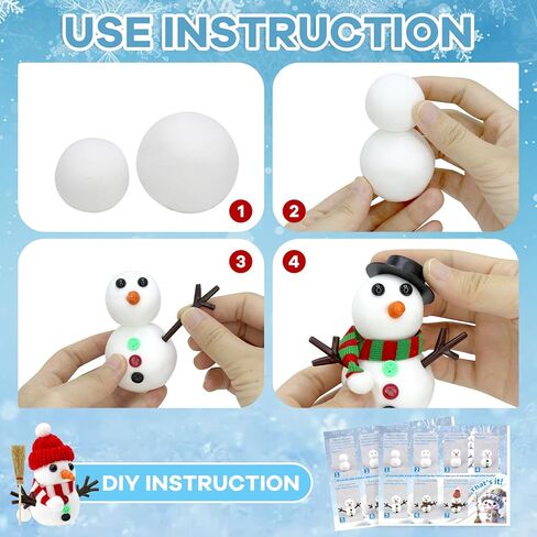 Tuzuaol 12 Pack Snowman Making Kit for Kids, Build a Snow Man Craft Kits for Girls, Boys, Christmas DIY Crafts Stocking Stuffers for Kids, Xmas Gift Activities Party Supplies in Saudi Arabia