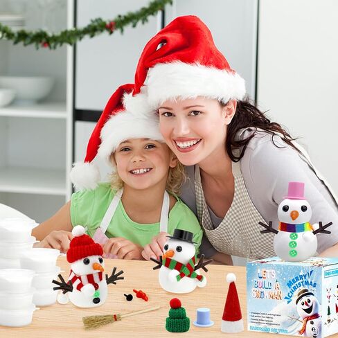 Tuzuaol 12 Pack Snowman Making Kit for Kids, Build a Snow Man Craft Kits for Girls, Boys, Christmas DIY Crafts Stocking Stuffers for Kids, Xmas Gift Activities Party Supplies in Saudi Arabia