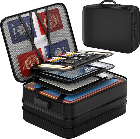 Nacial 5200℉ Fireproof Document Box with Lock, Expandable Document Organizer, Heat Insulated Fireproof Waterproof Box for File Storage, ﻿Portable Sturdy Handle for Important Documents Home Travel in Saudi Arabia