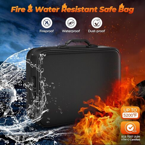 Nacial 5200℉ Fireproof Document Box with Lock, Expandable Document Organizer, Heat Insulated Fireproof Waterproof Box for File Storage, ﻿Portable Sturdy Handle for Important Documents Home Travel in Saudi Arabia