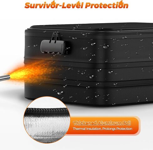 Nacial 5200℉ Fireproof Document Box with Lock, Expandable Document Organizer, Heat Insulated Fireproof Waterproof Box for File Storage, ﻿Portable Sturdy Handle for Important Documents Home Travel in Saudi Arabia
