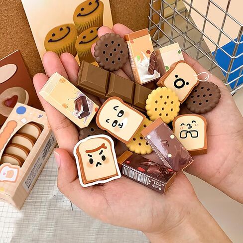 4 Pieces Cute Toast Bread Shape Eraser Fun Stationery Cute Food Pencil Eraser BLC391-03 in Saudi Arabia