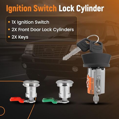مجموعة أسطوانة قفل الباب ومفتاح الإشعال من maXpeedingrods مناسبة لسيارات Ford Aerostar، Explorer، Explorer Sport Trac، E-150/250/350، Ranger، Mercury Mountaineer، استبدال #: LC6177، DL5886، 597638 in Saudi Arabia