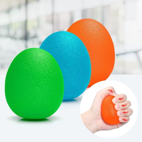 Peradix Hand Grip Strength Trainer, Stress Relief Ball for Adults and Kids, Wrist Rehab Therapy Hand Grip Equipment Ball Squishy Tools - Set of 3 Finger Resistance Exercise Squeezer in Kuwait
