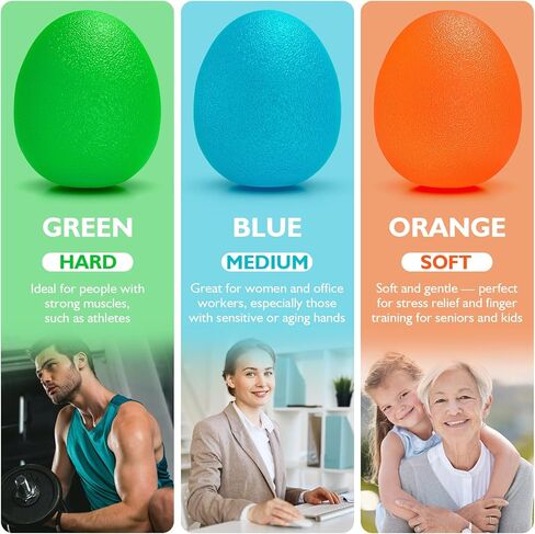 Peradix Hand Grip Strength Trainer, Stress Relief Ball for Adults and Kids, Wrist Rehab Therapy Hand Grip Equipment Ball Squishy Tools - Set of 3 Finger Resistance Exercise Squeezer in Kuwait
