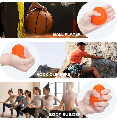 Peradix Hand Grip Strength Trainer, Stress Relief Ball for Adults and Kids, Wrist Rehab Therapy Hand Grip Equipment Ball Squishy Tools - Set of 3 Finger Resistance Exercise Squeezer in Kuwait