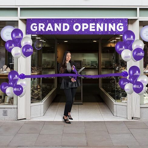 Deluxe Grand Opening Ribbon Cutting Ceremony Kit - 25" Giant Scissors with Gold Satin Ribbon, Banner, Bows, Balloons & More in Kuwait