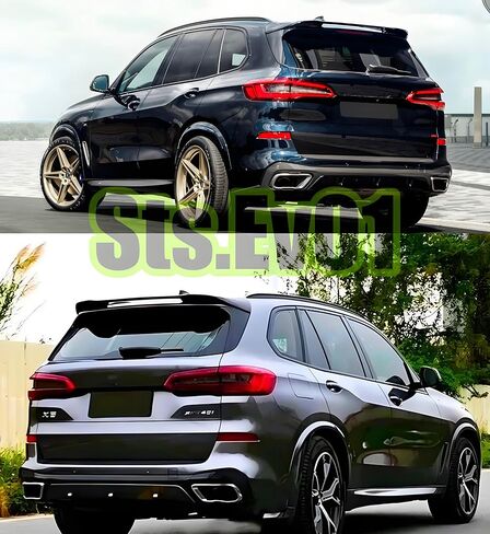 STSEV01 جناح سقف خلفي مناسب لسيارات BMW X5 G05/ G05 LCI/ M50i/ M60i 2019-2025، ملحقات خارجية للشفاه على شكل باب خلفي أسود لامع in Kuwait