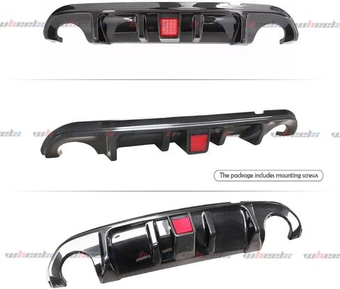 Duckbill Rear Spoiler & Rear Diffuser Compatible with Infiniti Q50 2014-2017 Sedan, Glossy Black Sport Style Trunk Wing Lip and Rear Bumper Splitter Kit in Saudi Arabia