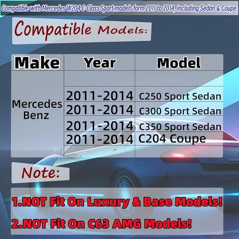 جناح ممتص الصدمات الأمامي متوافق مع مرسيدس C-Class C250/ C300/ C350/ C204/ W204 2011-2014 (الموديلات الرياضية فقط)، ملحقات خارجية لمجموعة هيكل الذقن الهوائية 3 قطع باللون الأسود اللامع in Saudi Arabia