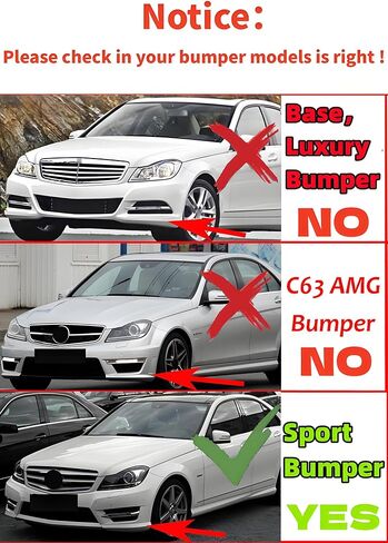 جناح ممتص الصدمات الأمامي متوافق مع مرسيدس C-Class C250/ C300/ C350/ C204/ W204 2011-2014 (الموديلات الرياضية فقط)، ملحقات خارجية لمجموعة هيكل الذقن الهوائية 3 قطع باللون الأسود اللامع in Saudi Arabia