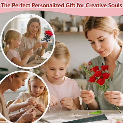400 Pcs Pipe Cleaner Craft Kit: 2 Colors Pipe Cleaners Bulk, Flower Bouquet Chenille Stems Making Kit with Floral Wires, Gardening Tape, Pearl & Ribbon for Wedding Gift Decoration (Red) in Saudi Arabia