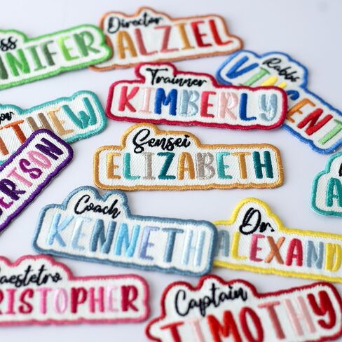 LULLBABYMALL Custom Embroidered Name Patches, Name Tags Patches, Custom Name Patch Iron on, Sew on, Hook and Loop, Name Patch for Uniform, Backpack, Christmas, Easter Basket, Wedding, School in Saudi Arabia