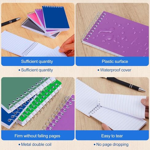 50 Pack Small Pocket Notebook 3 x 5 Inch, Mini Spiral Notepad Small Memo Note Pad Bulk Bound Lined College Ruled Paper for Office School Supplies, 75 Sheets/Pad, 5 Assorted Colors in Kuwait