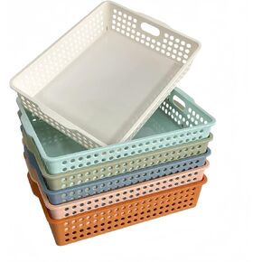 6 حزمة سلال ورق ملونة في الفصل الدراسي ، صينية تنظيم المكتب لأوراق A4 ، صناديق الورق البلاستيكية لتخزين الفصول الدراسية ، واتجه في صواني للمعلمين والطلاب ، وصواني غرفة مكتب المكتب (لون مشرق) in Kuwait