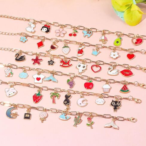 Tamkudoy Gold Charms Bracelet Necklace Making Kit- 419 PCS Jewelry Making Kit with Paperclip Bracelet Chain Necklace Kit, Charms Pendants, Jewelry Pliers, Jump Rings for Women DIY Crafts Supplies in Saudi Arabia