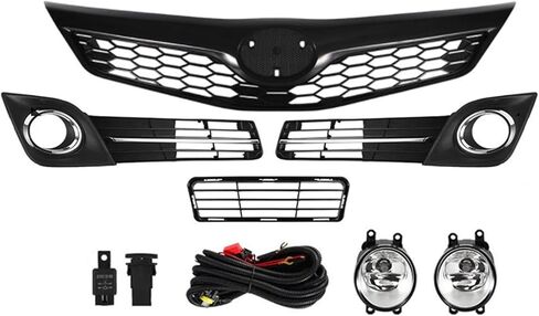 6Pcs Front Bumper Lower Grille Grill Compatible with 2012 2013 2014 Toyota Camry SE, Black Hood Mesh Grill, Front Bumper Upper Lower Grille & Fog Lights Cover Bezel, TO1036129,TO1200354 in Saudi Arabia
